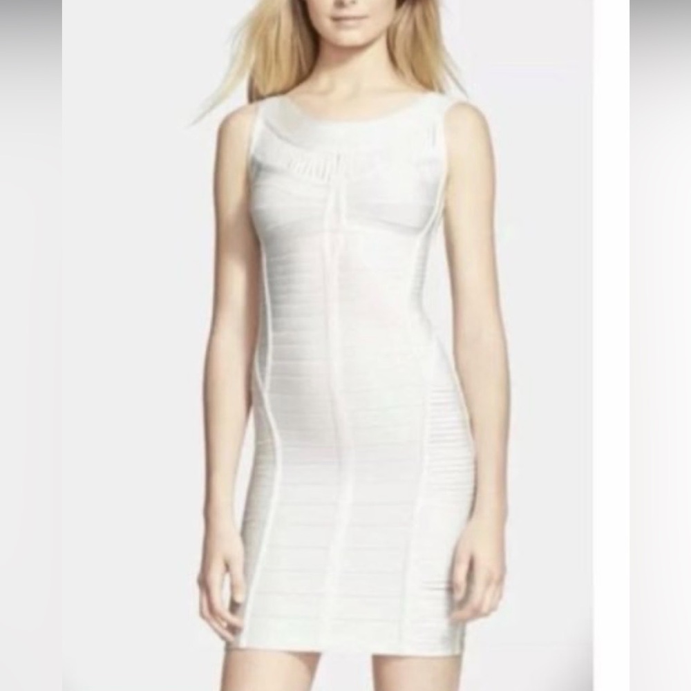 Herve Leger Chic White Backless Dress